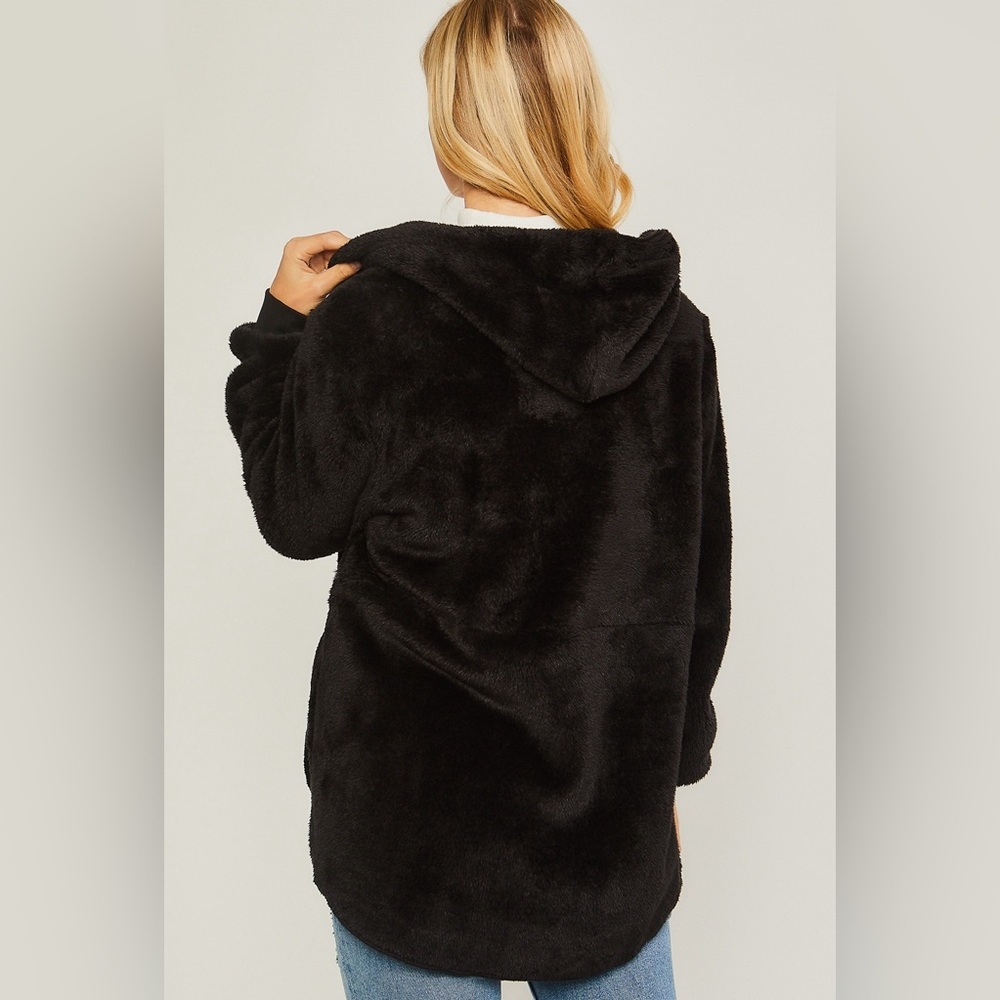 (80065JM-BLK) SHERPA WOMEN’S HOODIE LIGHT WEIGHT SWEATER - Picture 4 of 4